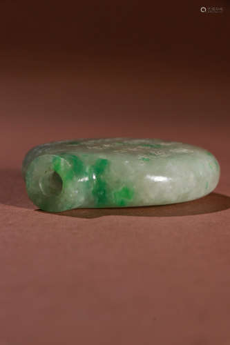 A Chinese Inscribed Jadeite Snuff Bottle