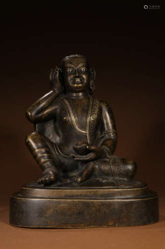 A Chinese Red Copper Statue of The venerable Milarepa