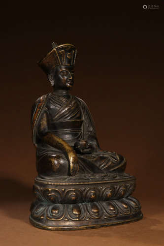 A Chinese Red Copper Statue of kshitigarbha