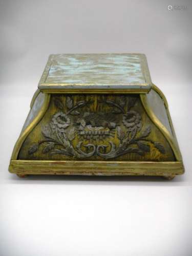 Footrest in carved, gilded wood, the front decorat…