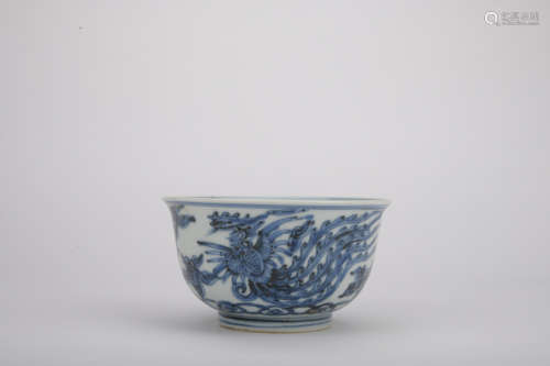 Ming dynasty blue and white bowl with phoenix pattern
