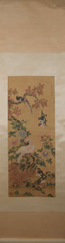 Qing dynasty Yun bing's flower and bird painting