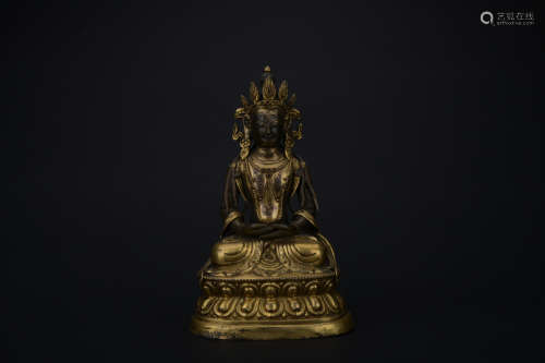 Qing dynasty gilt bronze statue of Gwan Yin