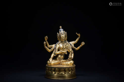 Qing dynasty gilt bronze statue of Ushnisha Vijaya