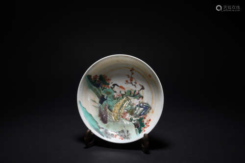 Qing Dynasty Emperor Kangxi colorful figure plate