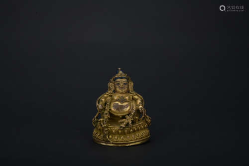 Qing dynasty gilt bronze statue of the King of Wealth