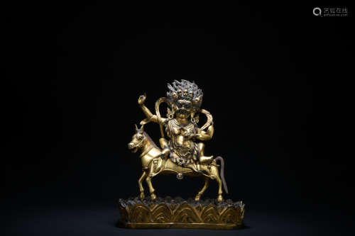 Qing dynasty gilt bronze statue of vaishravana