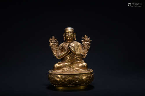Qing dynasty gilt bronze statue of Panchen Lama