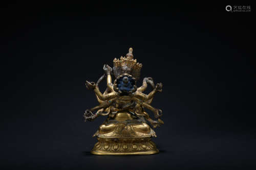 Qing dynasty gilt bronze statue of Shilun Vajra