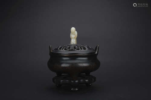 Qing dynasty bronze incense burner