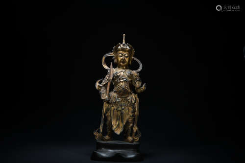 Qing dynasty gilt bronze statue of Veda