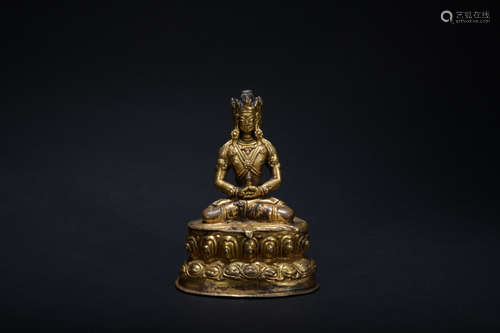 Ming dynasty gilt bronze statue of the Buddha of Immeasurable Life