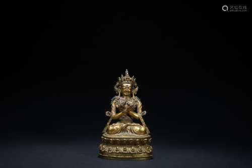 Qing dynasty gilt bronze statue of Vajradhara