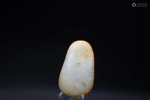 Qing dynasty jade ornament with poems and figure pattern