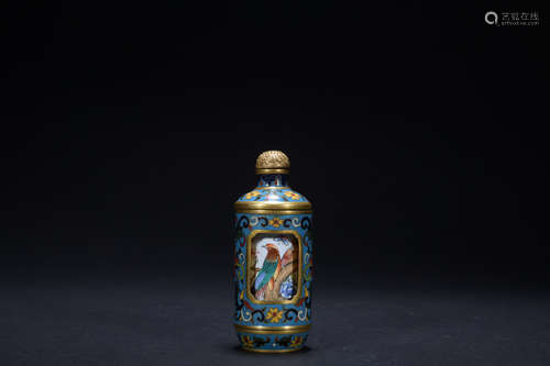 Qing dynasty cloisonne snuff bottle with flowers pattern