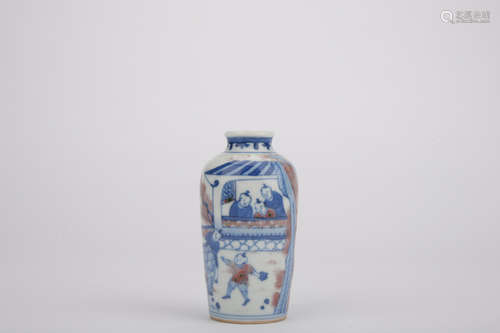 Qing dynasty blue and white  figure snuff bottle