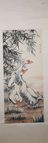 Modern Xu beihong's goose painting