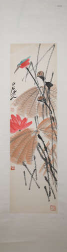 Modern Qi baishi's lotus painting