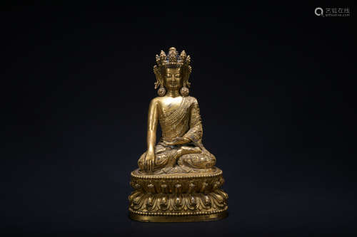 Qing dynasty gilt bronze statue of shakyamuni