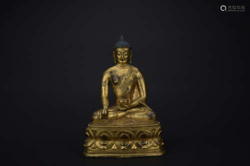 Qing dynasty gilt bronze statue of Gwan Yin