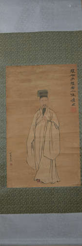 Qing dynasty Wang su's figure painting