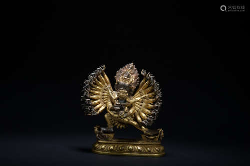 Qing dynasty gilt bronze statue of Yamantaka