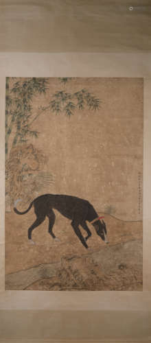 Qing dynasty Lang shining's dog painting