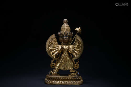 Qing dynasty gilt bronze statue of Ushnisha Sita Tapatra