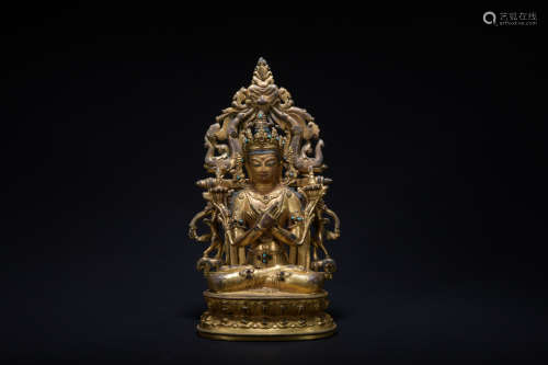 Qing dynasty gilt bronze statue of Samantabhadra