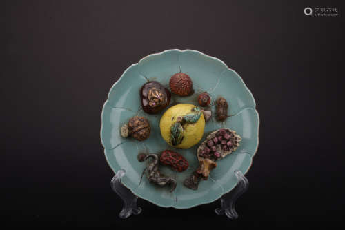 Qing dynasty multicolored fruits plate