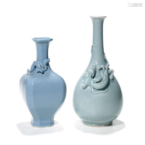 Two clair-de-lune glazed bottle vases  Late Qing/Republic period