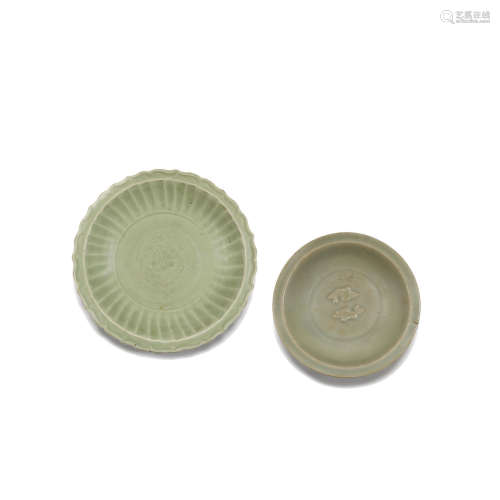 Two longquan celadon dishes   12th-14th century