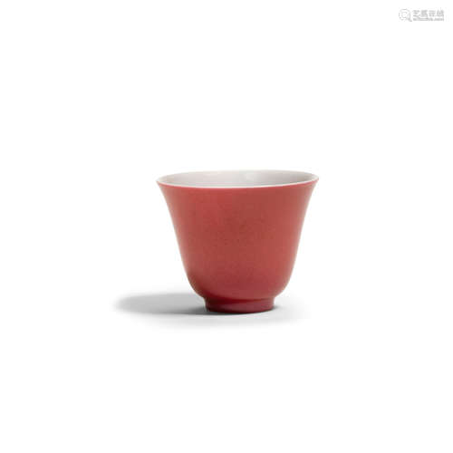 A CORAL ENAMELED WINE CUP  Xianfeng mark