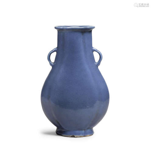 A blue glazed ovoid vase  Late Qing/Republic Period