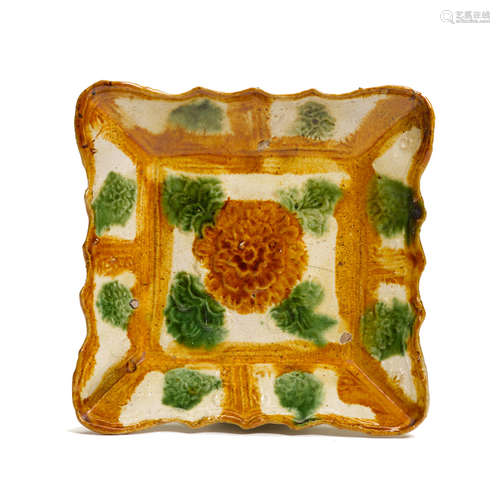 A sancai glazed molded dish  Liao dynasty