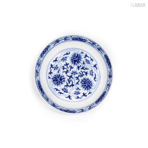 A BLUE AND WHITE LOTUS DISH  Guangxu mark and period