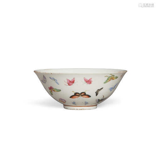 A famille rose butterfly bowl  Guangxu mark, Republic period