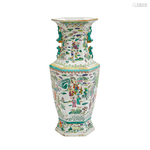 A polychrome enamel painted vase done in the Chinese style  Modern