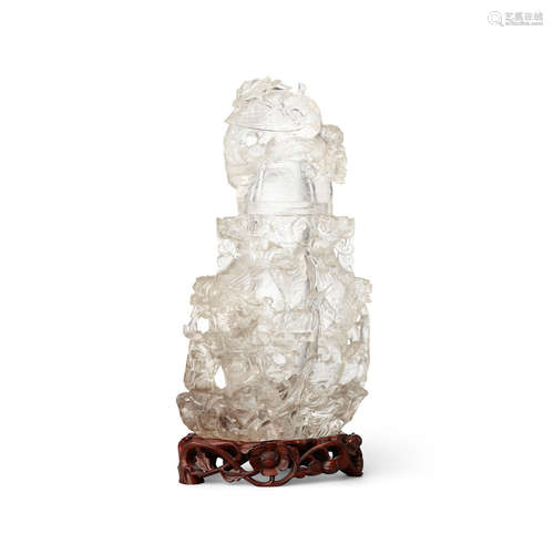 A Large Rock Crystal Lidded Vase