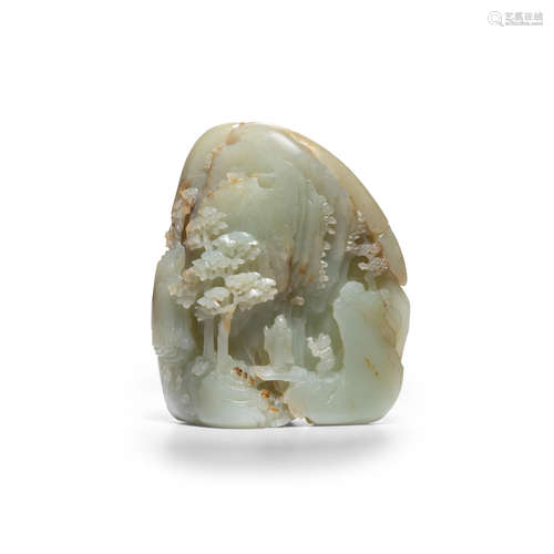 A CELADON JADE MOUNTAIN   18th/19th century