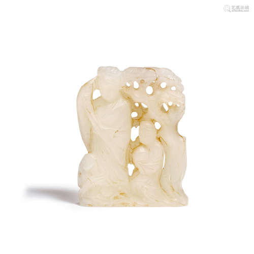 A jade carving of immortals  Qing dynasty or earlier