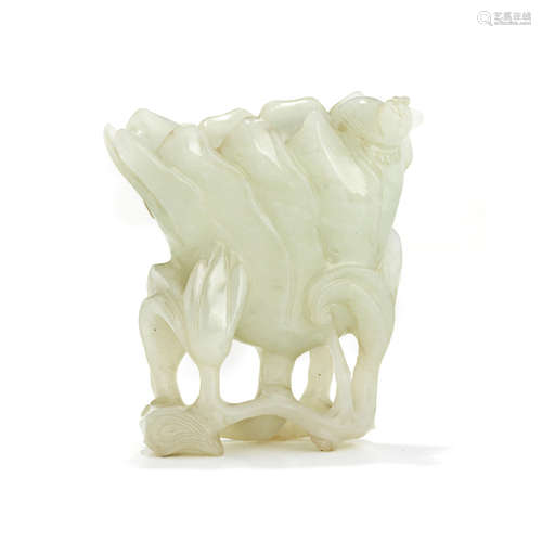 A small white jade cup  Republic period