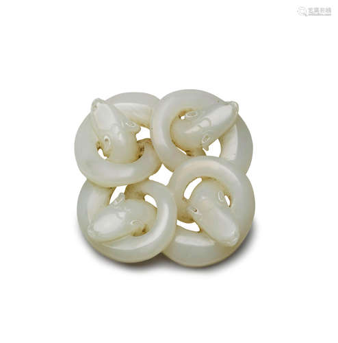 A white jade serpent pendant