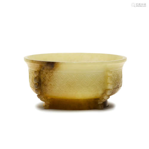 A carved jade bowl