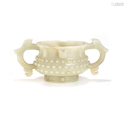 A carved jade censer  Qing dynasty