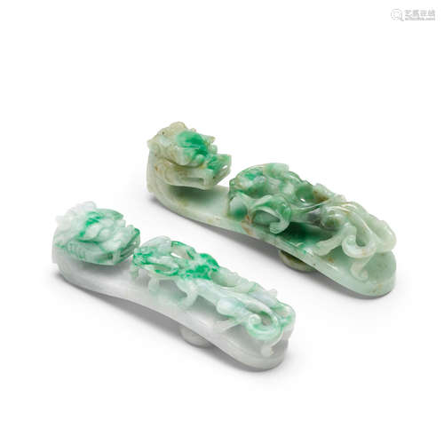 Two jadeite dragon belt hooks