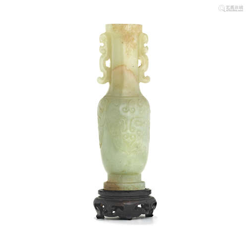 A carved jade miniature arrow vase  Republic Period