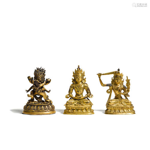 Three small bronze Buddhist statues  19th century