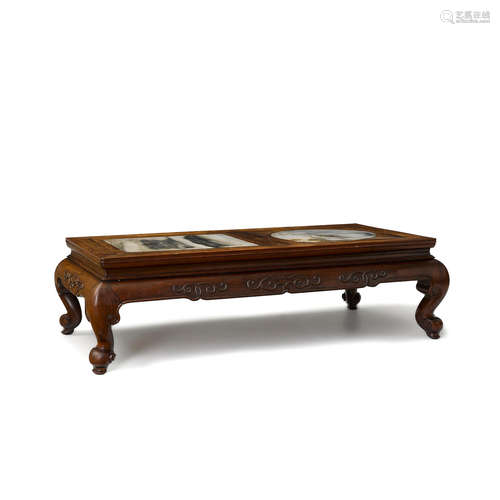 A Dreamstone Inlaid Hardwood Kang Table   Late Qing/Republic Period