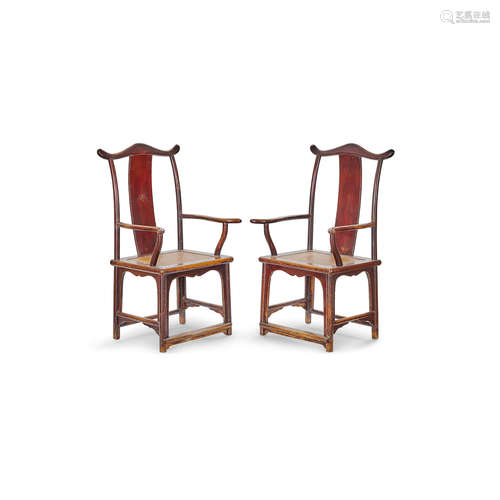 A pair of Huaimu armchairs   18th century